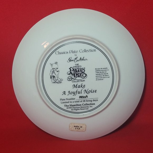 Precious Moments Decorative Plate Make A Joyful Noise Hamilton Collection 1993 - Picture 3 of 12